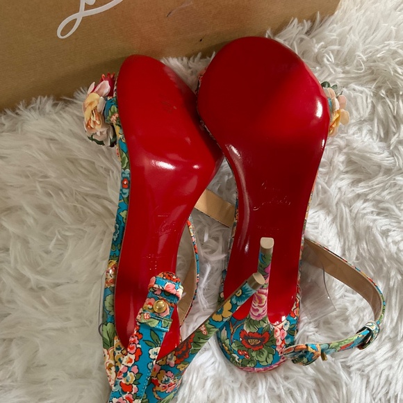 Christian Louboutin Red and Blue Heels - Picture 6 of 9